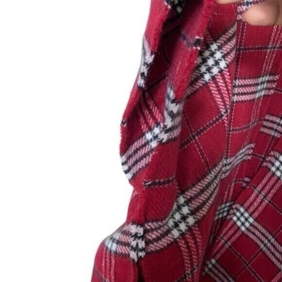 Loft Plaid Wrap Poncho Size XXL Academia Cabincore Preppy Red Holiday Bohemian - Picture 5 of 8